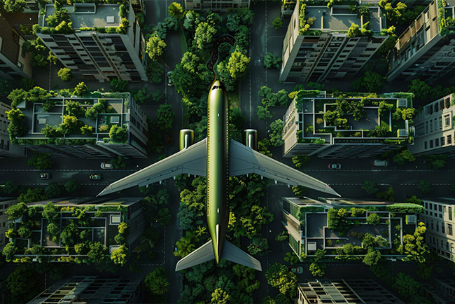Sustainable aviation fuels powering greener flights.